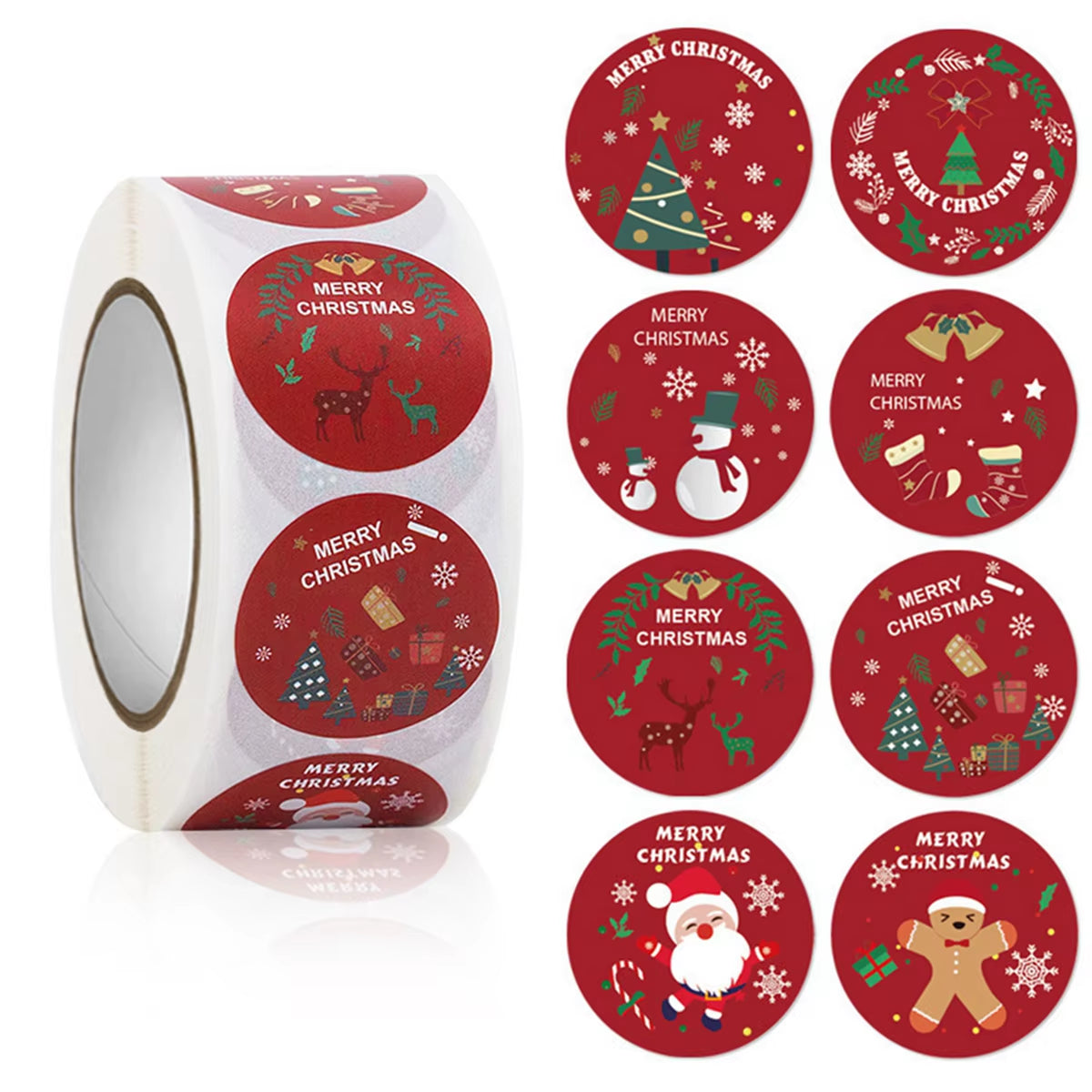 100-500Pcs Merry Christmas Stickers round Stickers Christmas Tag for Envelope Sealing Gift Decor Shop Product Packaging Stickers