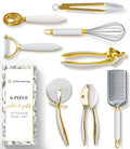 White & Gold Kitchen Tools and Gadgets with Anti-Slip Handles