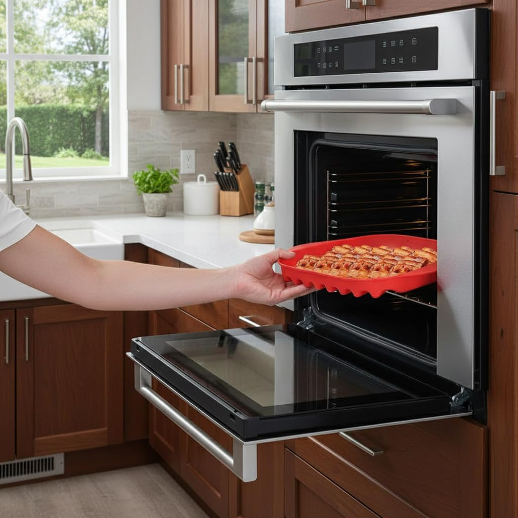 Microwave Bacon Tray with Splatter Lid, Microwave Easy Bacon Maker, Microwavable Bacon Grill Tray Make Crispy in Minutes