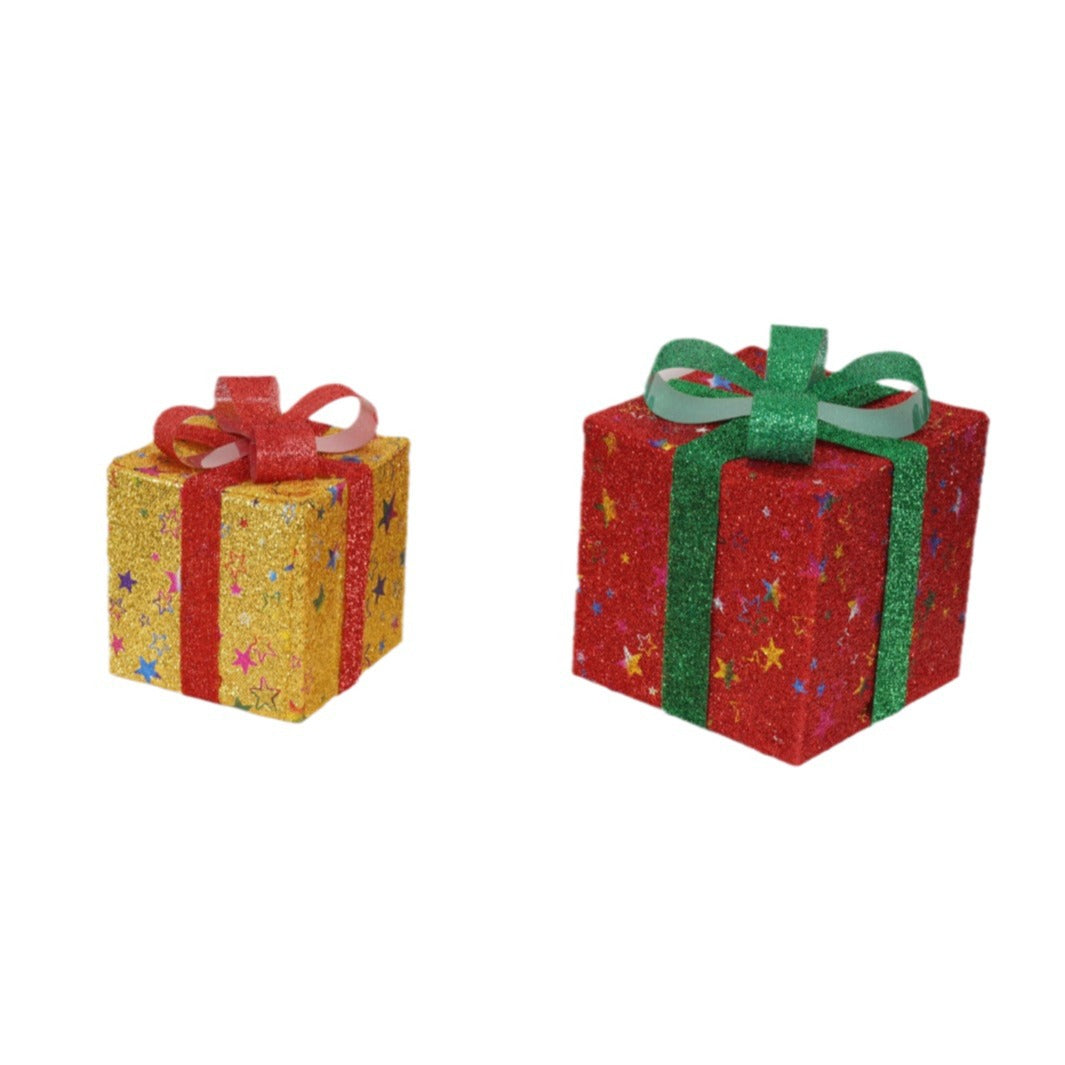 Remote Control Christmas Gift Box Lights Christmas Three-Piece Decoration