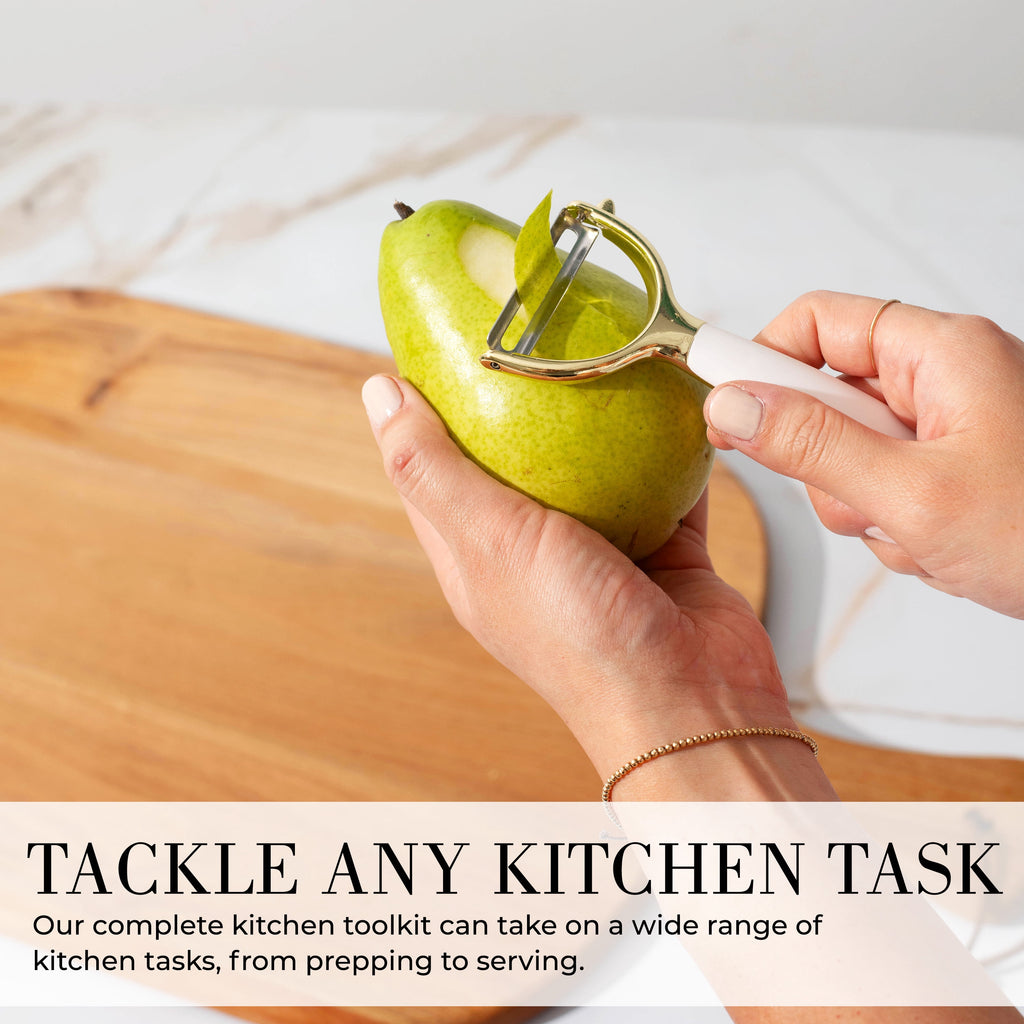 White & Gold Kitchen Tools and Gadgets with Anti-Slip Handles