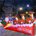 10FT Christmas Inflatable Santa Claus on Sleigh with 3 Reindeer, Blow up Yard Clearance with LED Lights Built-In, Holiday Party Decor for Garden