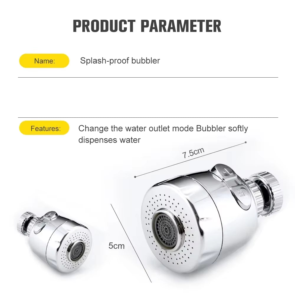 Universal Kitchen Faucet Extension Tube with 360 Degree Rotation Water Saving Tap 2/3 Modes Kitchen Gadgets Accessory