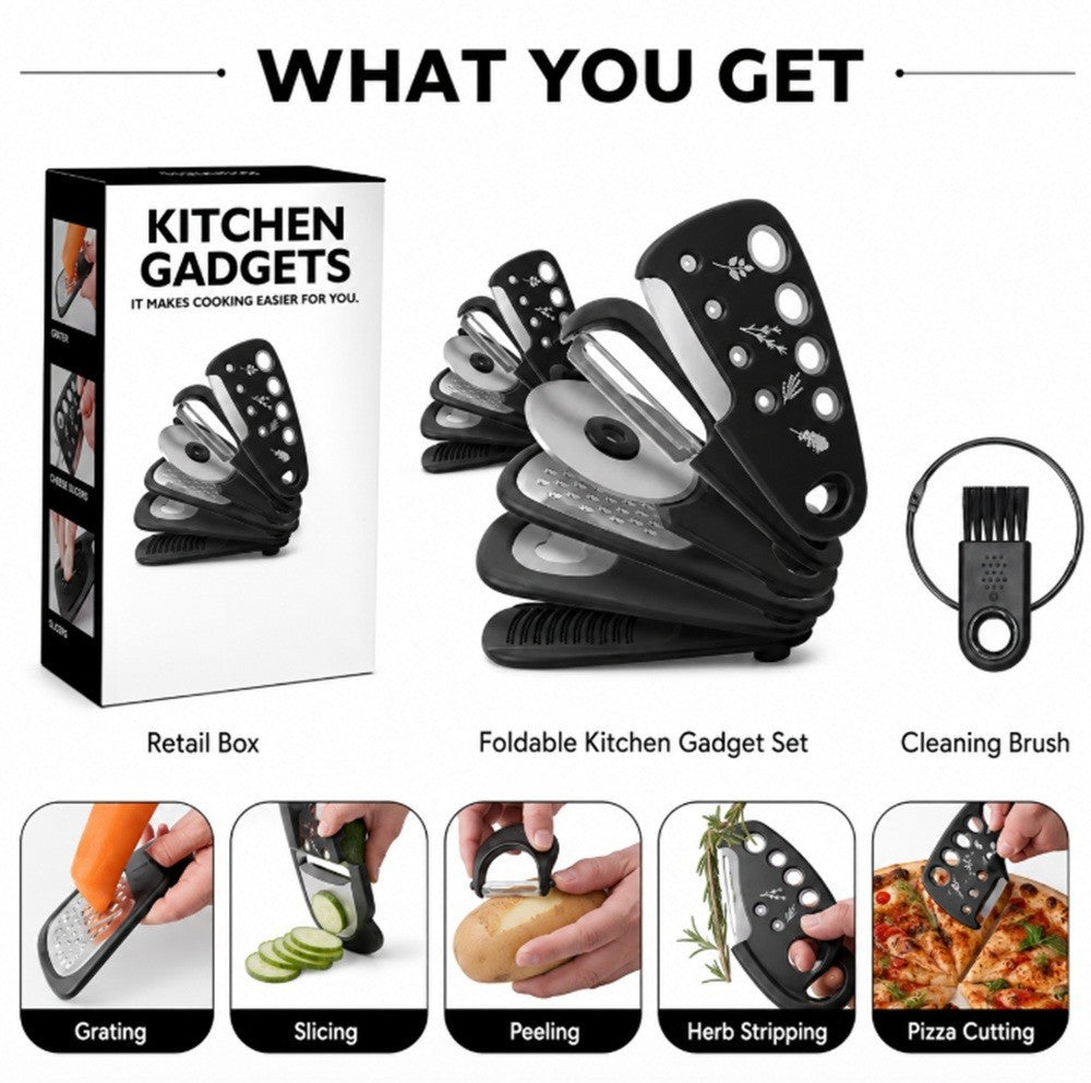 6 Pack Kitchen Gadget Set Peeler Grater Bottle Opener Tools Compact Kit