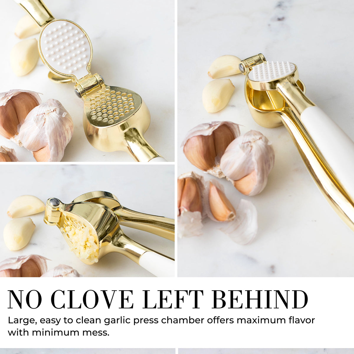 White & Gold Kitchen Tools and Gadgets with Anti-Slip Handles