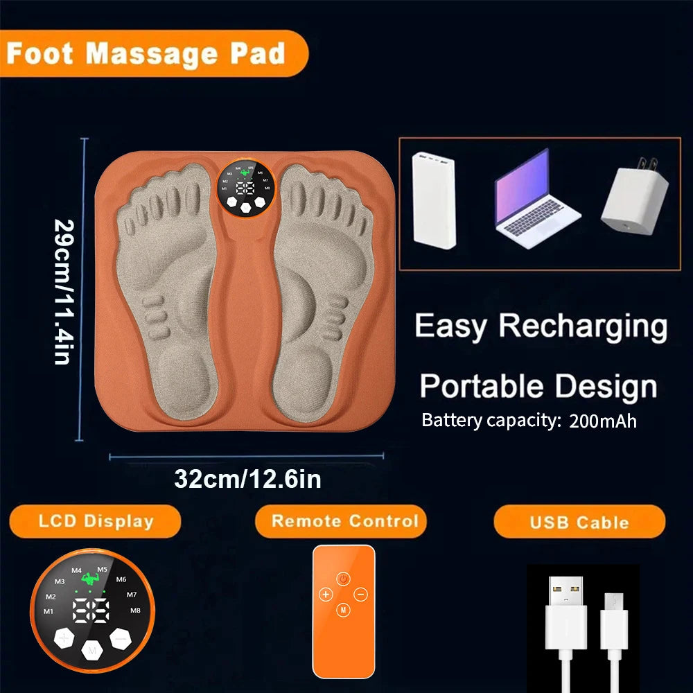 3D Foot Massage Pad Low Frequency Electrostimulator Massage Mat for Feet 8 Modes 29 Gears Relax Muscles Wireless Control Fitness