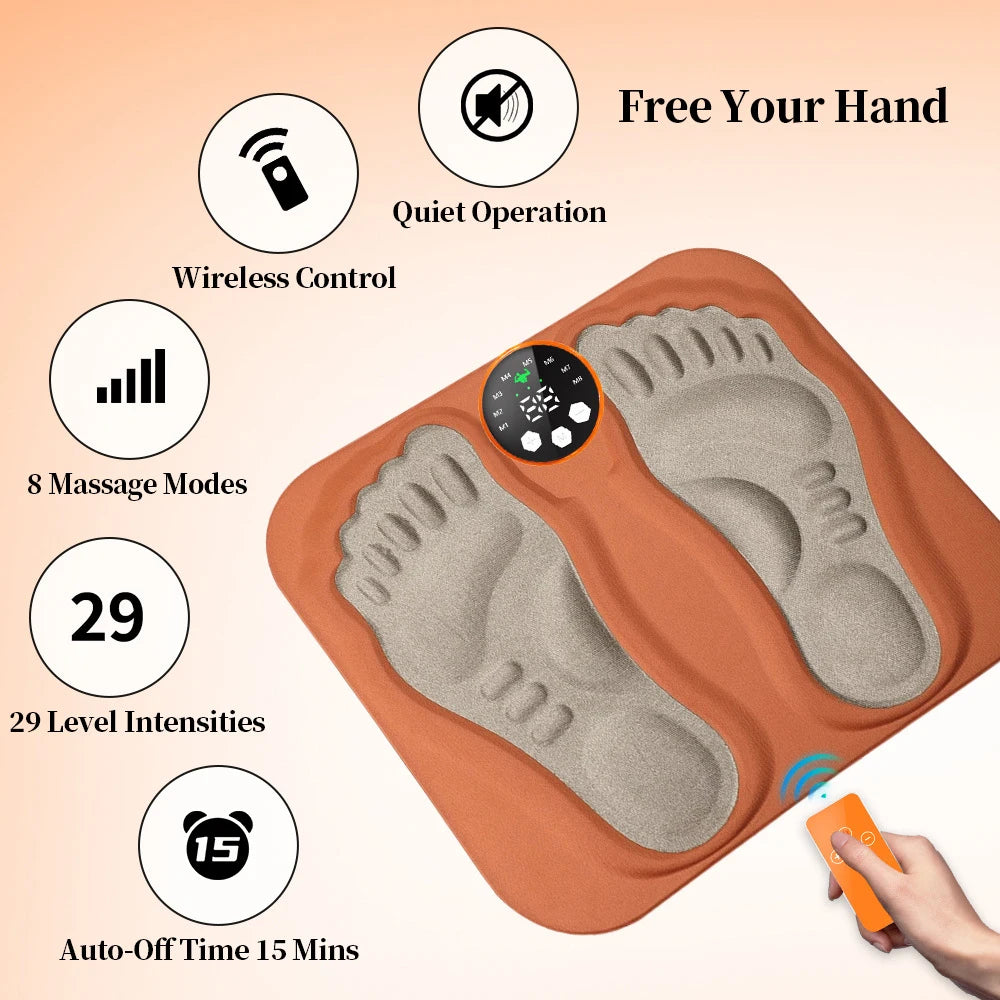 3D Foot Massage Pad Low Frequency Electrostimulator Massage Mat for Feet 8 Modes 29 Gears Relax Muscles Wireless Control Fitness