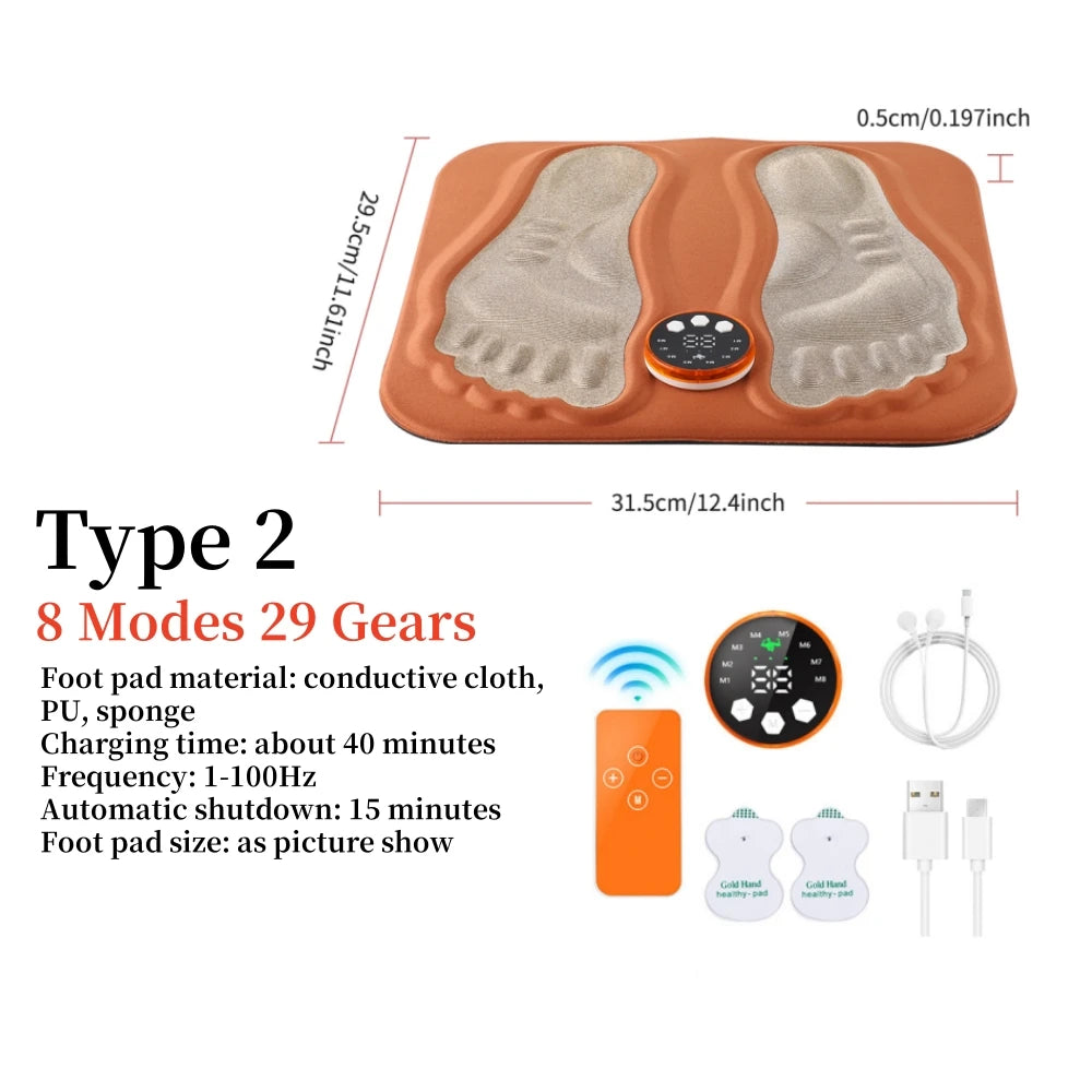 3D Foot Massage Pad Low Frequency Electrostimulator Massage Mat for Feet 8 Modes 29 Gears Relax Muscles Wireless Control Fitness