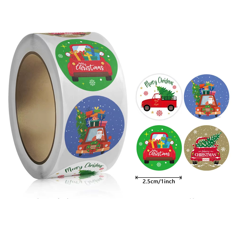 100-500Pcs Merry Christmas Stickers round Stickers Christmas Tag for Envelope Sealing Gift Decor Shop Product Packaging Stickers