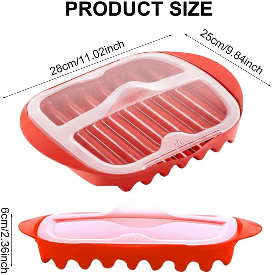 Microwave Bacon Tray with Splatter Lid, Microwave Easy Bacon Maker, Microwavable Bacon Grill Tray Make Crispy in Minutes