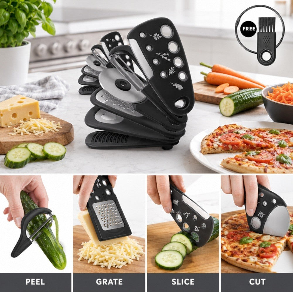 6 Pack Kitchen Gadget Set Peeler Grater Bottle Opener Tools Compact Kit