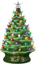 Best Choice Product 24In Extra Large Ceramic Christmas Tree, Pre-Lit Hand-Painted Tabletop XL Indoor Holiday Tree, 74 Multicolor Bulbs, LED Lights - Green